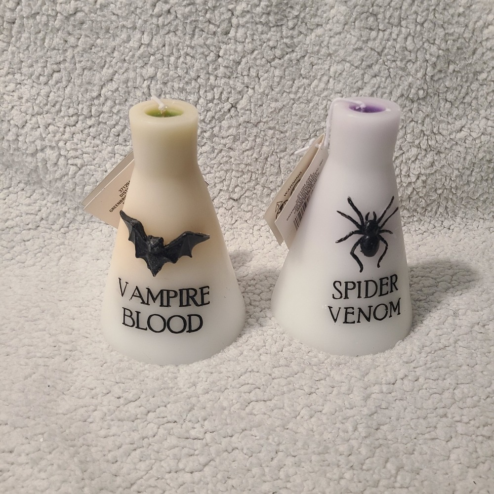 Greenbrier Halloween Apothecary Bleeding Candles Vampire Blood Spider Venom Set